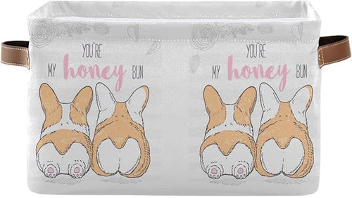 Wamika Cute Dog corgi Butt Storage Basket Fabric Laundry Baskets Honey Bun Puppy Storage Boxes Organizer Bag for Baby Cloth Dog Toy Book Storage Cubes Shelf Closet Bins 16x12x8 Inches