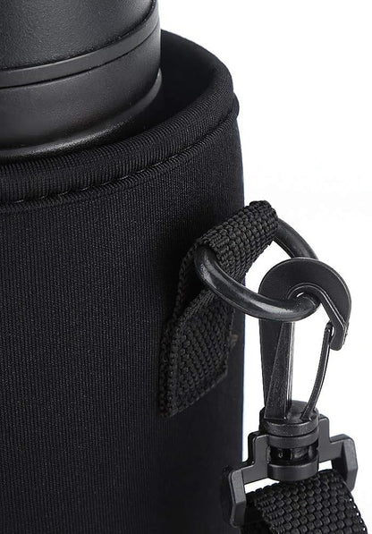 Dioche Water Bottle Sleeve with Strap, Soft Water Bottle Carrying Pouch, Drink Bottle Holder Bag for Outdoor Camping Hiking Fishing(15cm-Black)