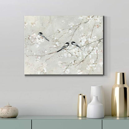 Renditions Gallery Canvas Nature Wall Art Modern Decorations Paintings Elegant Little Birds Glam Romantic Abstract Botanical Artwork Prints for Bedroom Office Kitchen - 12"x18" LT33