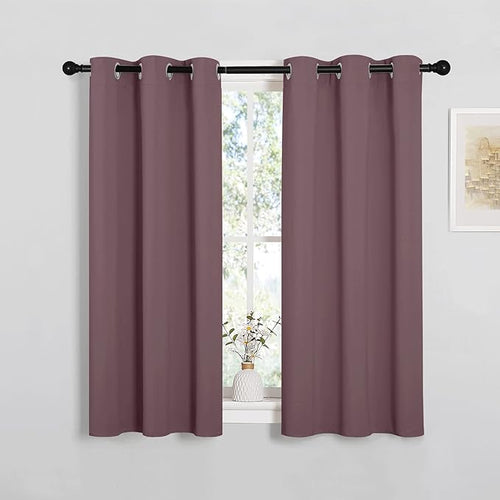 NICETOWN Bedroom Curtain Panels Blackout Draperies, Dry Rose, 1 Pair, 34 by 45-inch, Thermal Insulated Solid Grommet Blackout Curtains/Drapes