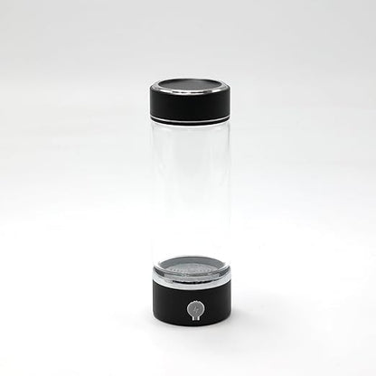 420-450 ml 2024 Glass Hydrogen Generator Water Bottle SPE PEM Technology Water Ionizer, Rechargeable Hydrogen Water Bottle, Hydrogen Rich Water Glass (Black)