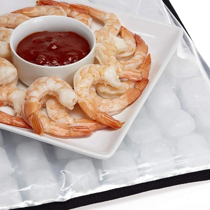 FlexiFreeze Party Mat Chiller - Food Cooling Buffet Cooler for Cold Serving Red/Blue with Extra Ice Sheets (19" x 15")