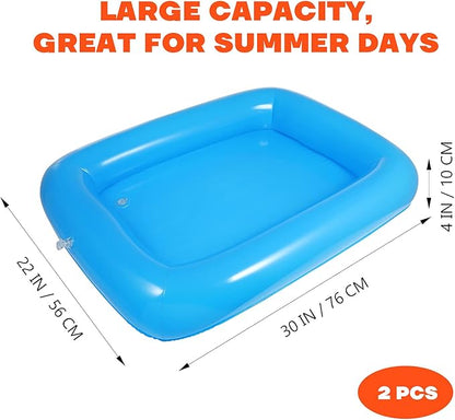 HEMOTON 2 PCS Inflatable Serving Bar, Salad Bar Tray Food Drink Containers, Buffet Cooler with Drain Plug, Picnic Ice Food Serving Trays, for Indoor Outdoor BBQ Camping Picnic Pool Party Supplies