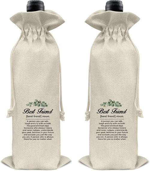 HOIJAUMAI Gift for Friends, Friendship Gifts for Women Men, Best Friend Wine Bag Best Friend Definition Wine Gift Bags