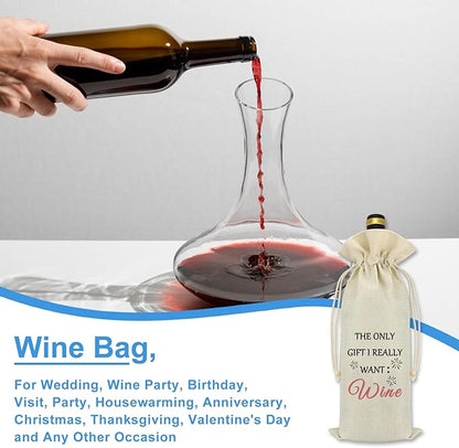 Wine Themed Bag Funny Gifts for Wine Lovers Christmas Birthday Valentine's Day Housewarming Gifts for Women Men Best Friend Friendship Gift Wine Bottle Gift Bags with Drawstrings Decorations Supplies