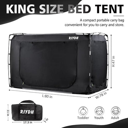 Bed Tent Bed Canopy King Size Tents for Adult and Kids- Portable Dream Tent Indoor Sleeping Tents 70% Blackout with 3 Doors Breathable Big Space Tents