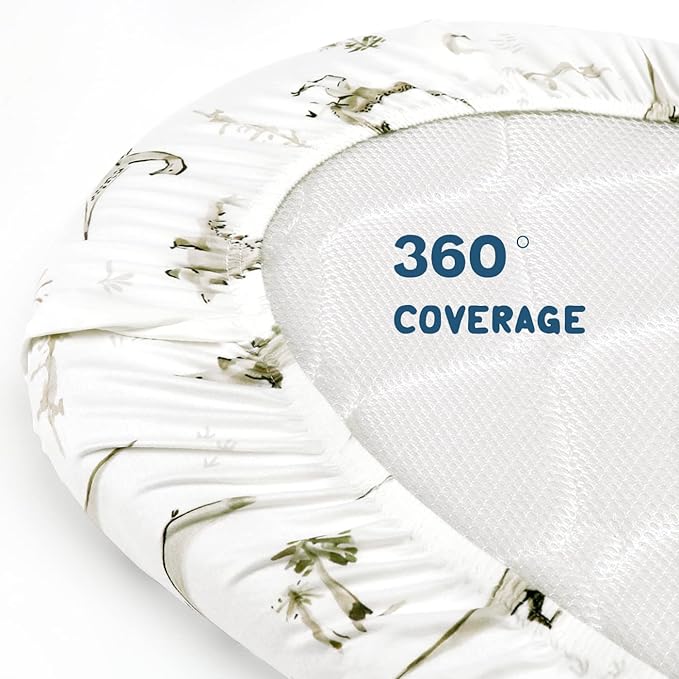 Ultra Soft Stretchy Jersey Knit Fitted Bassinet Sheets 3 Pack, Universal Fitted for Baby Cradle Moses Basket Oval Rectangle Mattress Safe and Snug, Bassinet Fitted Sheets for Boy, Dinosaur Print