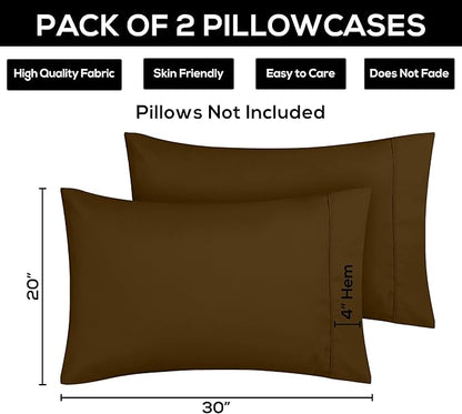 Utopia Bedding Queen Pillow Cases - 2 Pack - Envelope Closure - Soft Brushed Microfiber Fabric - Shrinkage and Fade Resistant Pillow Covers 20 X 30 Inches (Queen, Mocha)