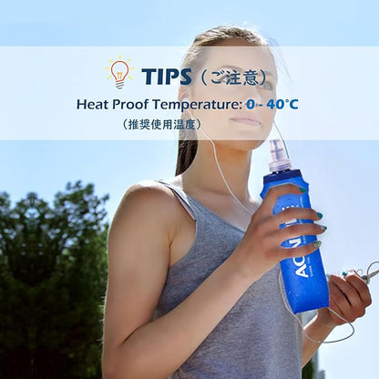 TRIWONDER TPU Soft Folding Water Bottles BPA-Free Collapsible Flask for Hydration Pack - Ideal for Running Hiking Cycling Climbing (500ml/16.9oz)