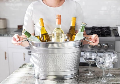 Insulated Beverage Tub for Parties Stainless Steel Drink Tub Cooler Ice Bucket for Hosting Parties Drink Bucket with Handles Wine Bucket Single Wall Ice Bucket
