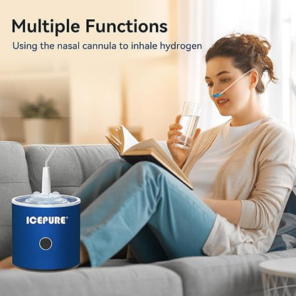 ICEPURE 3 in 1 Hydrogen Water Bottle, 3000ppb, 9.5oz|280ml, SPE PEM Technology, Portable Rechargeable, Inhalable Hydrogen Water Bottle Generator, Daily Drinking for Home Office Travel Gym Fitness Gift