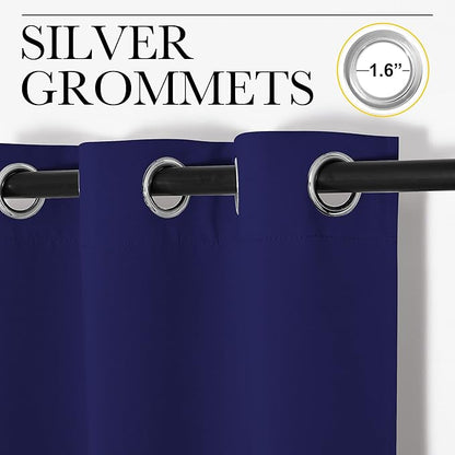 NICETOWN Blackout Draperies Curtains, All Season Thermal Insulated Solid Grommet Top Blackout Curtains/Drapes for Kid's Room (Royal Blue, 1 Pair, 34 x 63 inches)