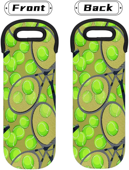 Single Bottle Wine Gift Tote Carrier Tennis Rackets Balls Neoprene Wine Tote Bags Holder Cooler Wine Gift for Women Men