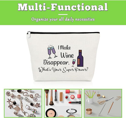 Wine Lovers Gifts Wine Drinker Gifts Makeup Bag Wine Gifts for Mom Wife Sister Friendship Gifts Wine Gifts for Wine Lovers Appreciation Gifts for Friends Christmas Birthday Cosmetic Pouch
