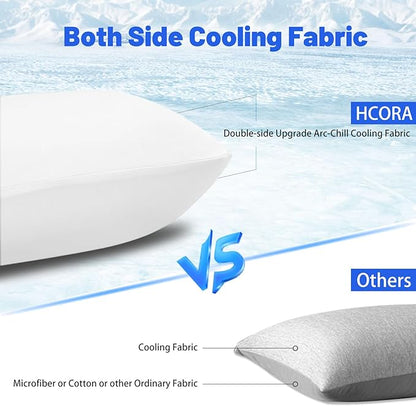Cooling Body Pillow Case for Hot Sleepers - Body Pillow Cover Cooling Double Side Arc-Chill Q-Max>0.5 Cooling Fiber - Breathable Cooling Body Pillow Cover with Zipper (White, 20" x 54")