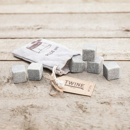 Twine Cooling Glacier Bourbon Rocks, Reusable Ice Cubes, Whiskey Stones Set, Barware, Accessories, Bar Tools, Set of 6, Grey, Soapstone