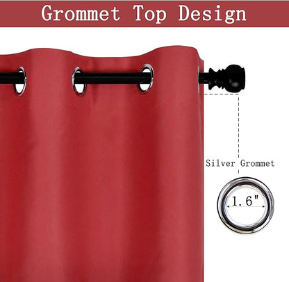 Christmas Red Valance for Kitchen Blackout Grommet Curtain Valance Window Treatment for Living Room Short Straight Drape Valance for Bedroom Kids Room/Basement/Loft 52X18 Inch Long 1 Panel