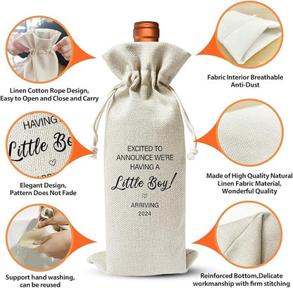 Baby Announcement Wine Gift Bag for New Grandpa Grandma Uncle Aunt 2024, Religious Pregnancy Announcement 2024, Baby Shower or Party Decor, New Dad Mom Gift 2024, Gender Neutral Baby Announcement