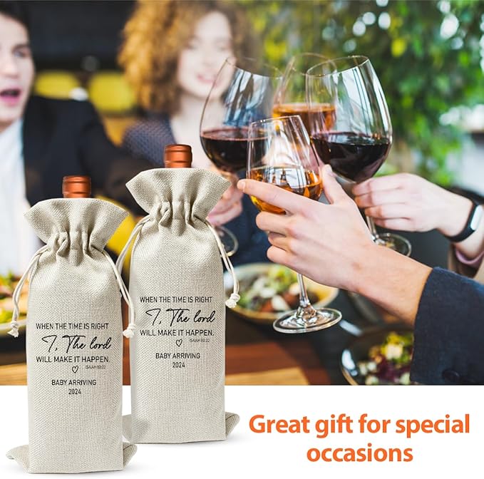 Baby Announcement Wine Gift Bag for New Grandpa Grandma Uncle Aunt 2024, Religious Pregnancy Announcement 2024, Pregnancy Reveal, New Dad Mom Gift 2024, Gender Neutral Baby Announcement, Baby Shower