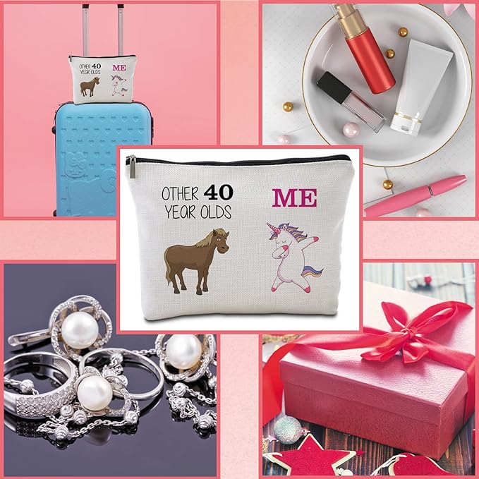 40th Birthday Gifts Women Travel Makeup Bag Funny Unicorn Gift Bag Other 40 Year Old Me Unicorn Best 40 Birthday Decorations for Her 40th Birthday Gift Ideas