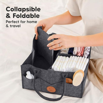 KeaBabies Diaper Caddy Organizer - Baby Organizer for Nursery, Car Storage Organizer, Baby Gift Basket, Changing Table Organizer,Portable Diaper Organizer Caddy for Girls, Boys(Mystic Gray)