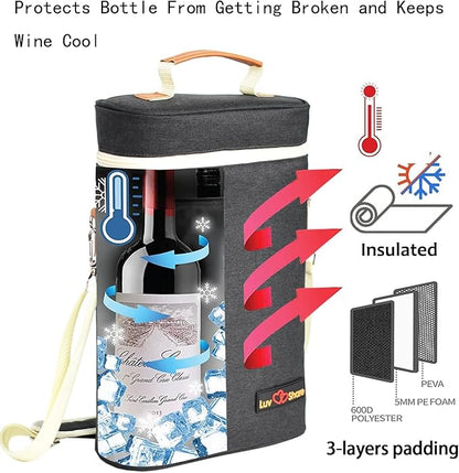 Insulated Wine Carrier Bag 4 Bottle Wine Cooler Tote Bag for Travel, Party, Beach, Wedding, Wine Accessories Gift for Wine Lovers