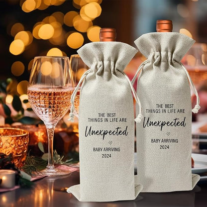 Baby Announcement Wine Gift Bag for New Grandpa Grandma Uncle Aunt 2024, Baby Shower or Party Decor, Religious Pregnancy Announcement 2024, New Dad Mom Gift 2024, Gender Neutral Baby Announcement