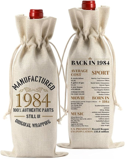 40th Birthday Gifts Women Men, Gifts for 40 Year Old Men Husband Wife Friends Sisters Dad Mom, Happy 1984 40th Birthday Anniversary Decorations Wine Bag?Wine Gifts Wine Gift Bag