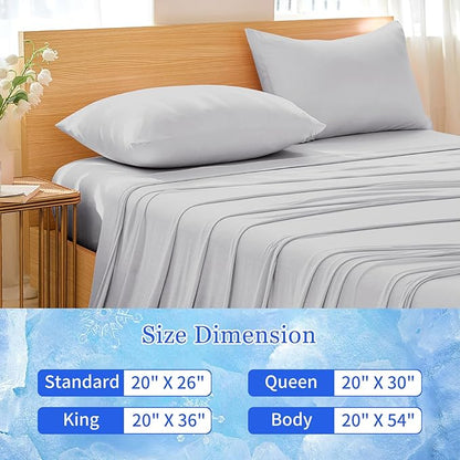 Cooling Pillow Cases for Hot Sleepers - Double Side Arc-Chill Q-Max>0.5 Cooling Fiber Cool Pillow Cases 2 Pack - Breathable Soft Cold Pillow Cases with Hidden Zipper (Light Grey, 20" x 36")