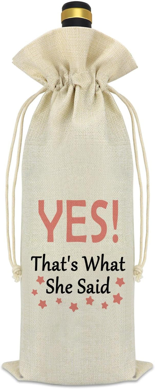 Engagement Gifts for Her Wine Bag Newly Engagement Couple Gifts Bride to Be Gifts Bridal Shower Gift Bachelorette Party Wedding Gifts for Him Her Drawstring Burlap Wine Bottle Bag Mr and Mrs Gifts