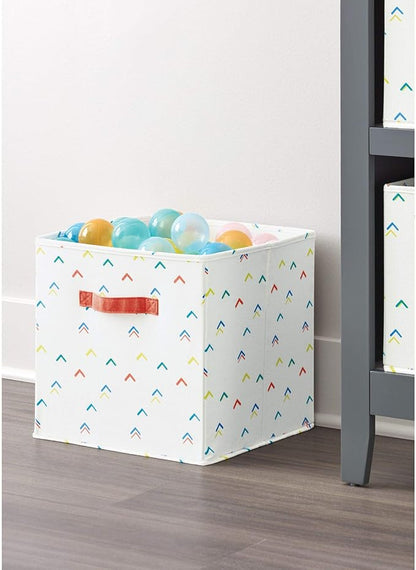 iDesign Arrow Fabric Storage Cube Bin, Small Basket Container with Dual Side Handles for Closet, Bedroom, Toys, Nursery - Multicolored