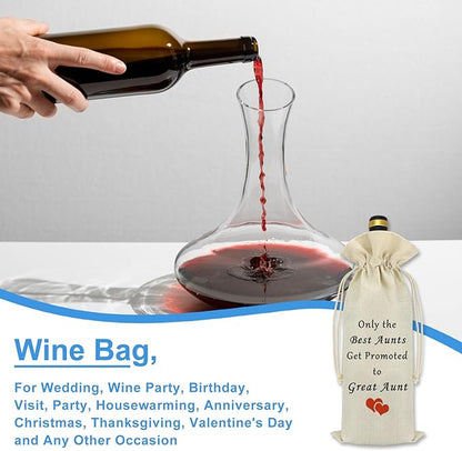 New Aunt Gift Wine Bag Auntie to be Gift Pregnancy Announcements for Aunt Only The Best Aunts Get Promoted to Great Aunt Wine Bottle Bag Mother's Day Baby Shower Christmas Birthday Gift for Aunt