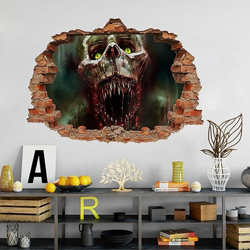 Halloween Wall Decor Horror Skull Halloween Wall Stickers Decor Halloween Self Adhesive Design Wall Decals for Home Office School Halloween Party Decorations Clearance Wall Glass Mirror Decorations