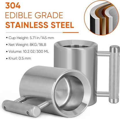 Heavy Mug 8KG/18LB 10.5OZ Stainless Steel Dumbbell Cup,Overweight Sports Water Cup Men and Women Home Gym,Gym Workout Coffee Enthusiast Gift