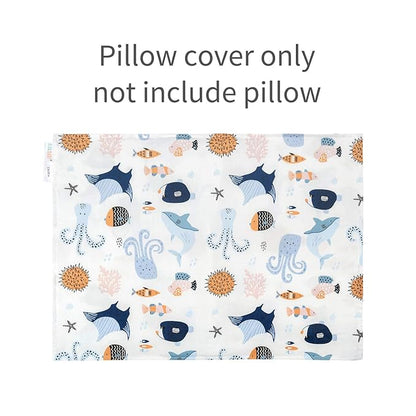 ALVABABY Toddler Pillowcases Fits 13 x 18,12x 16 Kids Pillow 2 Pieces of Cotton Baby Pillow Cover with Envelope Kids Pillowcases for Boys Girls Sleep and Dream Dinosaur and Seaworld 2TPW12-1