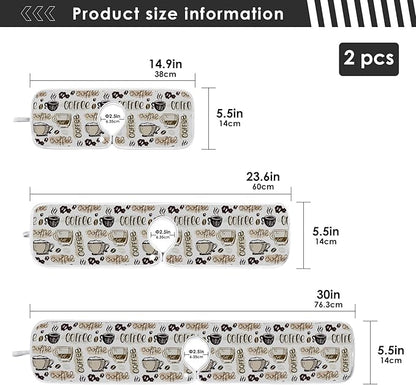 Coffee Theme Faucet Water Catcher Mat 2 Pack Coffee Cup Beans Drying Mat Absorbent Bathroom Faucet Handle Drip Catcher Tray Bar RV Kitchen Sink Splash Guard 30x5 Inches