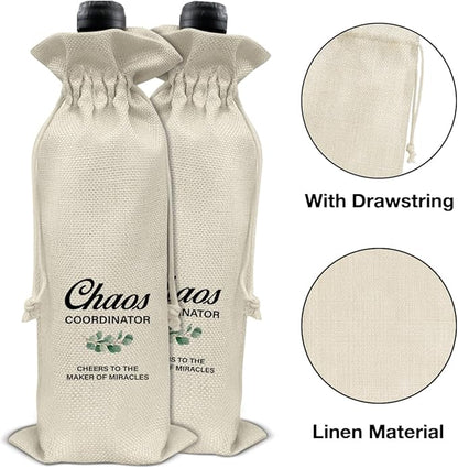 HOIJAUMAI Chaos Coordinator Gift for Women Men, Chaos Coordinator Wine Bag Chaos Coordinator Wine Gift Bags for Teacher Leader Mentor Coach Boss