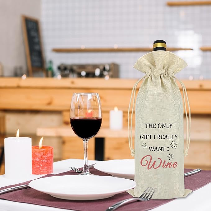 Wine Themed Bag Funny Gifts for Wine Lovers Christmas Birthday Valentine's Day Housewarming Gifts for Women Men Best Friend Friendship Gift Wine Bottle Gift Bags with Drawstrings Decorations Supplies
