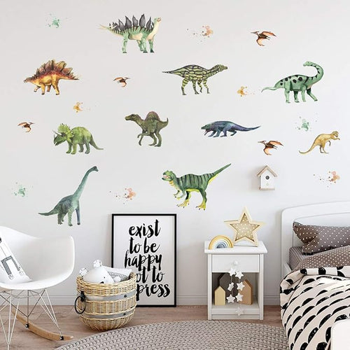 Dinosaur Decals Wall Stickers Watercolor Dinosaur Wall Decals Vinyl Decor Baby Bedroom Living Room Bathroom Nursery Playroom Decor