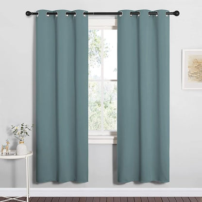 NICETOWN Modern Blackout Curtains Noise Reducing for Bedroom, Thermal Insulated and Privacy Room Darkening Drape Panels for Boy's Guest Room Door Window (Greyish Blue, 2 Panels, W34 x L72 -Inch)