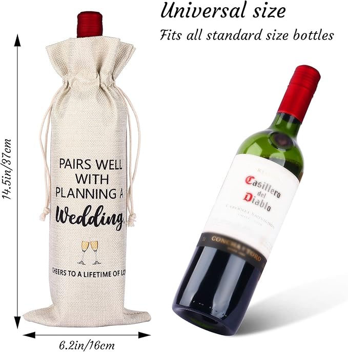 Wine Gift Bag, Engagement Gifts for Women, Wedding Gift for Couples Newly Engaged Unique (Cheers to a Lifetime of Love)