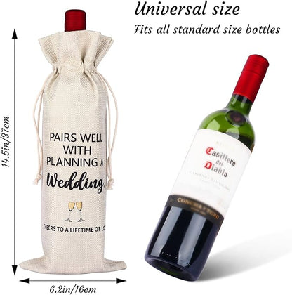 Wine Gift Bag, Engagement Gifts for Women, Wedding Gift for Couples Newly Engaged Unique (Cheers to a Lifetime of Love)