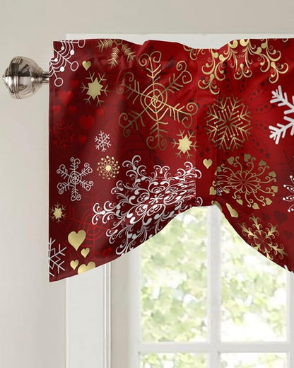 Christmas Blackout Tie Up Valance Curtains for Kitchen Windows Snowflake Pattern Window Toppers Balloon Shades for Living Room/Bathroom/Bedroom,1 Panel,42" X 12" Gold White