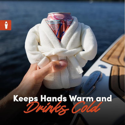 Puffin - The Spa Robe - Insulated 12 oz Can Cooler I Beer Bottle & Soda Can Insulator, Keep Drinks and Beverages Cold - Sandy White