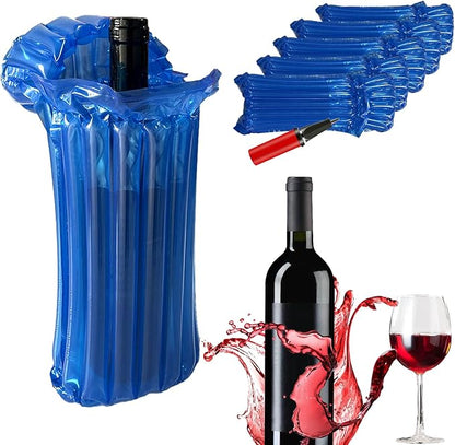 Wine Travel Bags for wine Bottles Airplane,Blue Wine Protector for Luggage,8 Packs Reusable Inflatable Wine Shipping Sleeves