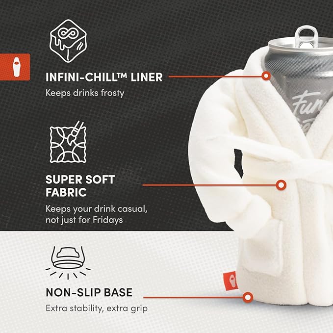 Puffin - The Spa Robe - Insulated 12 oz Can Cooler I Beer Bottle & Soda Can Insulator, Keep Drinks and Beverages Cold - Sandy White
