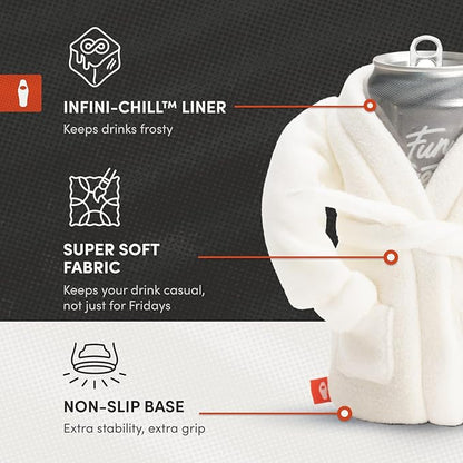 Puffin - The Spa Robe - Insulated 12 oz Can Cooler I Beer Bottle & Soda Can Insulator, Keep Drinks and Beverages Cold - Sandy White