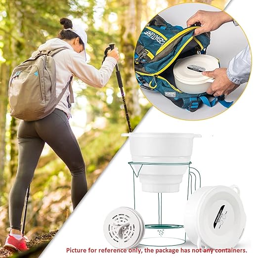 miniwell Filtration System- Water Camping Filter Pitcher with Replaceable Filter - for Hiking Purification- Faucet Filter Remove Chlorine,Sediments, BPA Free- Emergency (Blue)