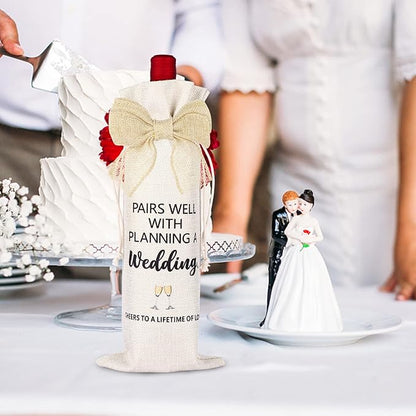 Wine Gift Bag, Engagement Gifts for Women, Wedding Gift for Couples Newly Engaged Unique (Cheers to a Lifetime of Love)