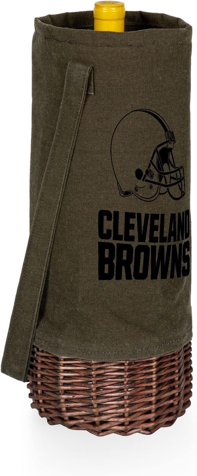 PICNIC TIME NFL Unisex-Adult NFL Malbec Insulated Canvas and Willow Wine Bottle Basket